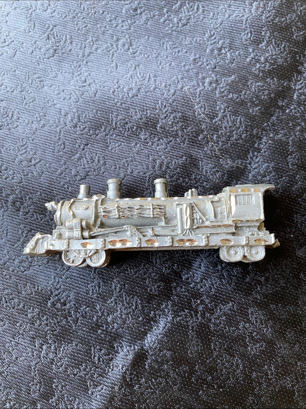 Vintage Masterworks '84 Fine Pewter Miniature Diamond-Cut Steam Train Locomotive